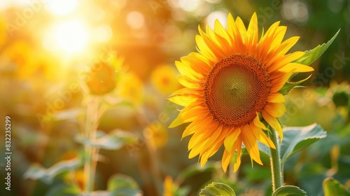 Beauty of a sunflower in summer sunlight