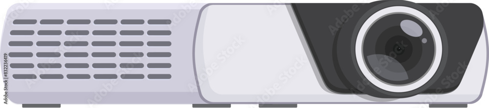 Vector illustration of a sleek, contemporary projector, ideal for presentations and home cinema Vector illustration of a sleek, contemporary projector, ideal for presentations and home cinema