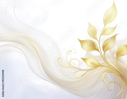 Weißer Hintergrund mit edler goldener Ranke photo