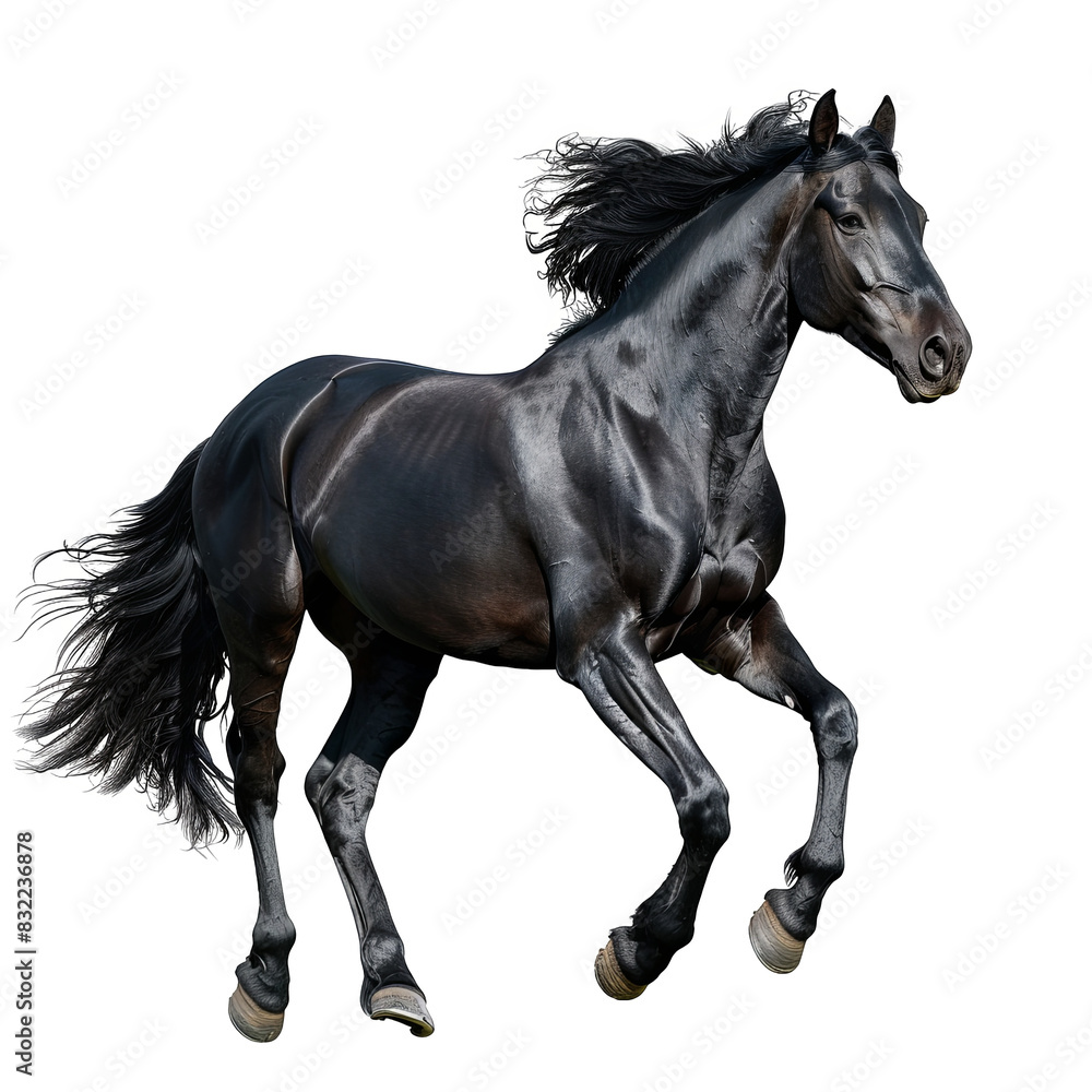 Fototapeta premium Black horse isolated on white background