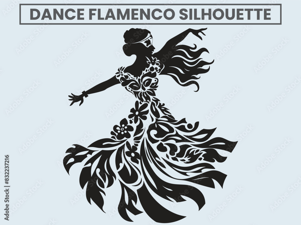 Dance Flamenco Silhouette. princess dancing flamenco. Dance Flamenco Silhouette. princess dancing flamenco.