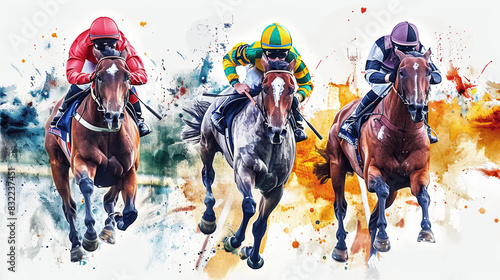 High Resolution Watercolor Horse Racing Digital Art