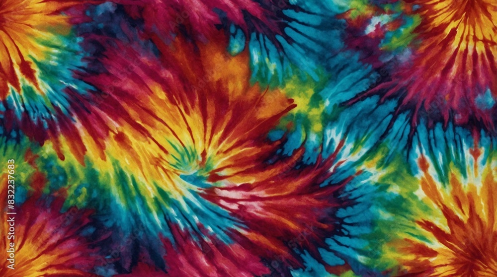This image showcases a bright and colorful tie-dye pattern with a swirl design that gives a sense of creativity and fun