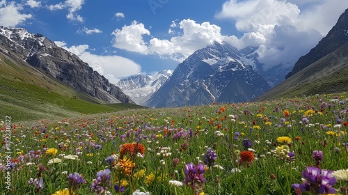 Scenic Beauty of Flowers in the Mountains