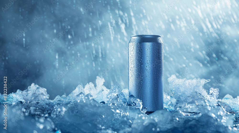 Cold Beverage Can in Ice with Droplets
Cold Beverage Can in Ice with Droplets