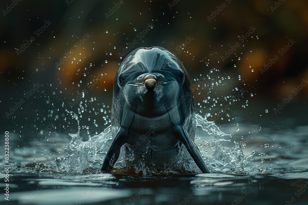 lively spectacle of playful dolphins leaping over crashing waves, showcasing the vibrant beauty of marine wildlife in their natural ocean habitat. lively spectacle of playful dolphins leaping over crashing waves, showcasing the vibrant beauty of marine wildlife in their natural ocean habitat.