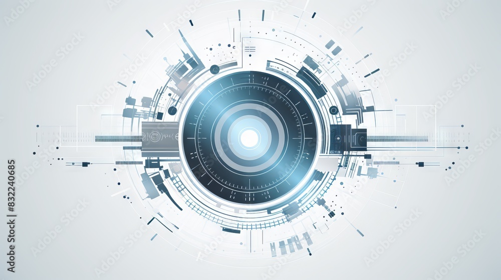 Abstract circle geometry with white background: futuristic technology and science concept illustration
Abstract circle geometry with white background: futuristic technology and science concept illustration