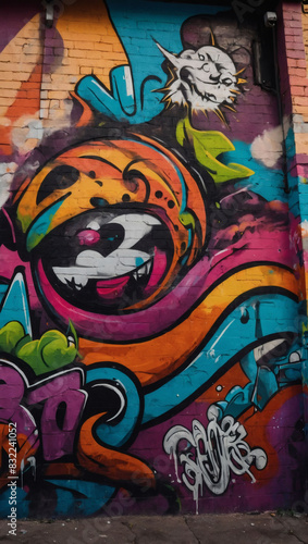 Urban mural showcasing a riot of colors in graffiti style.