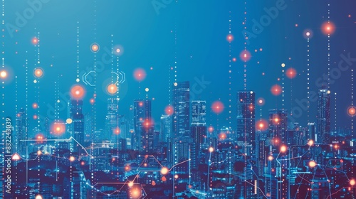 Feature a futuristic cityscape with interconnected smart devices and sensors  illustrating the efficiency and sustainability of smart city investments --ar 16 9 --style raw