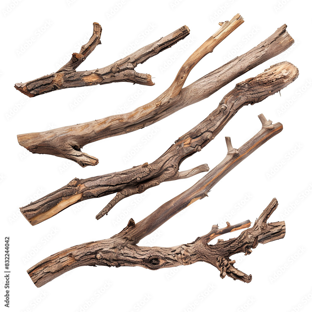 Dry branch wood on white background Dry branch wood on white background
