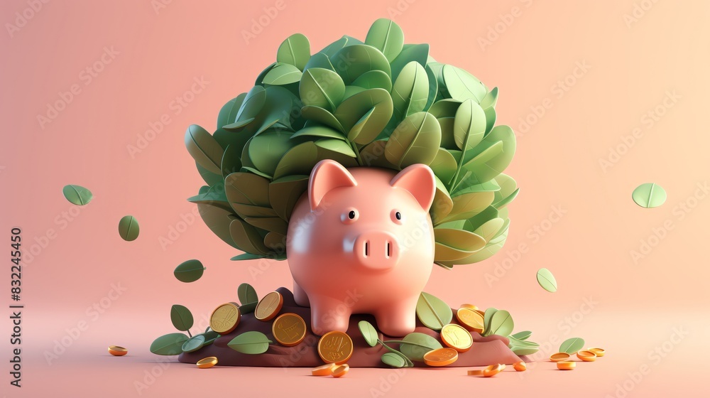 Fototapeta premium 3D rendering of an icon, Investment with foresight