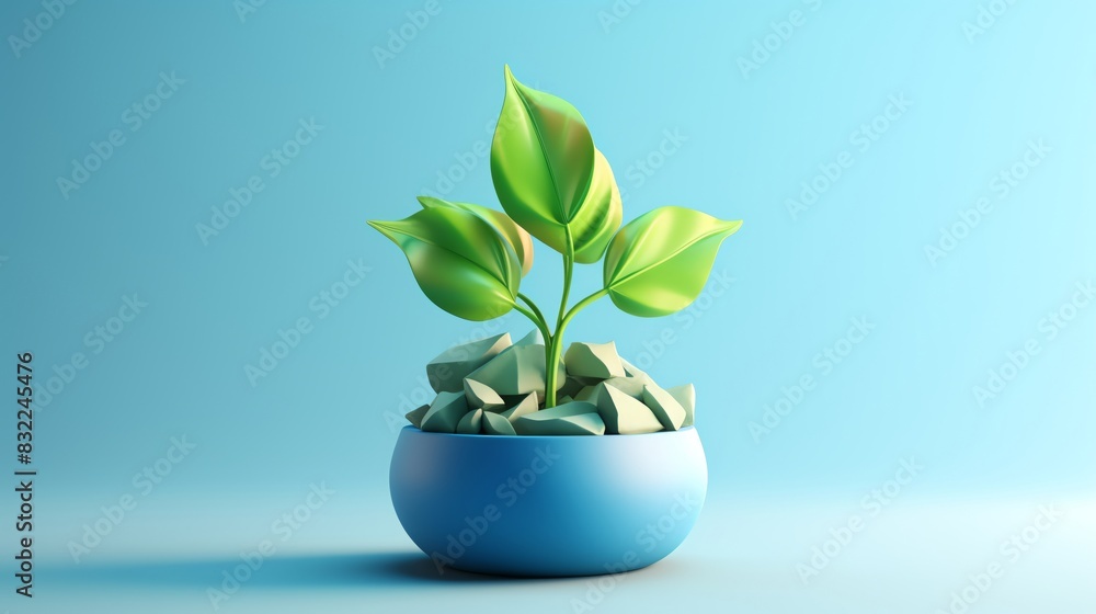 3D rendering of an icon, Sustainability with responsibility 3D rendering of an icon, Sustainability with responsibility