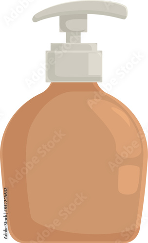 Isolated cartoonstyle vector of a brown soap dispenser with a pump top