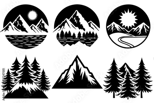 Mountain vector silhouette isolated vector