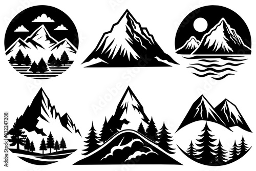 Set of forest and mountain