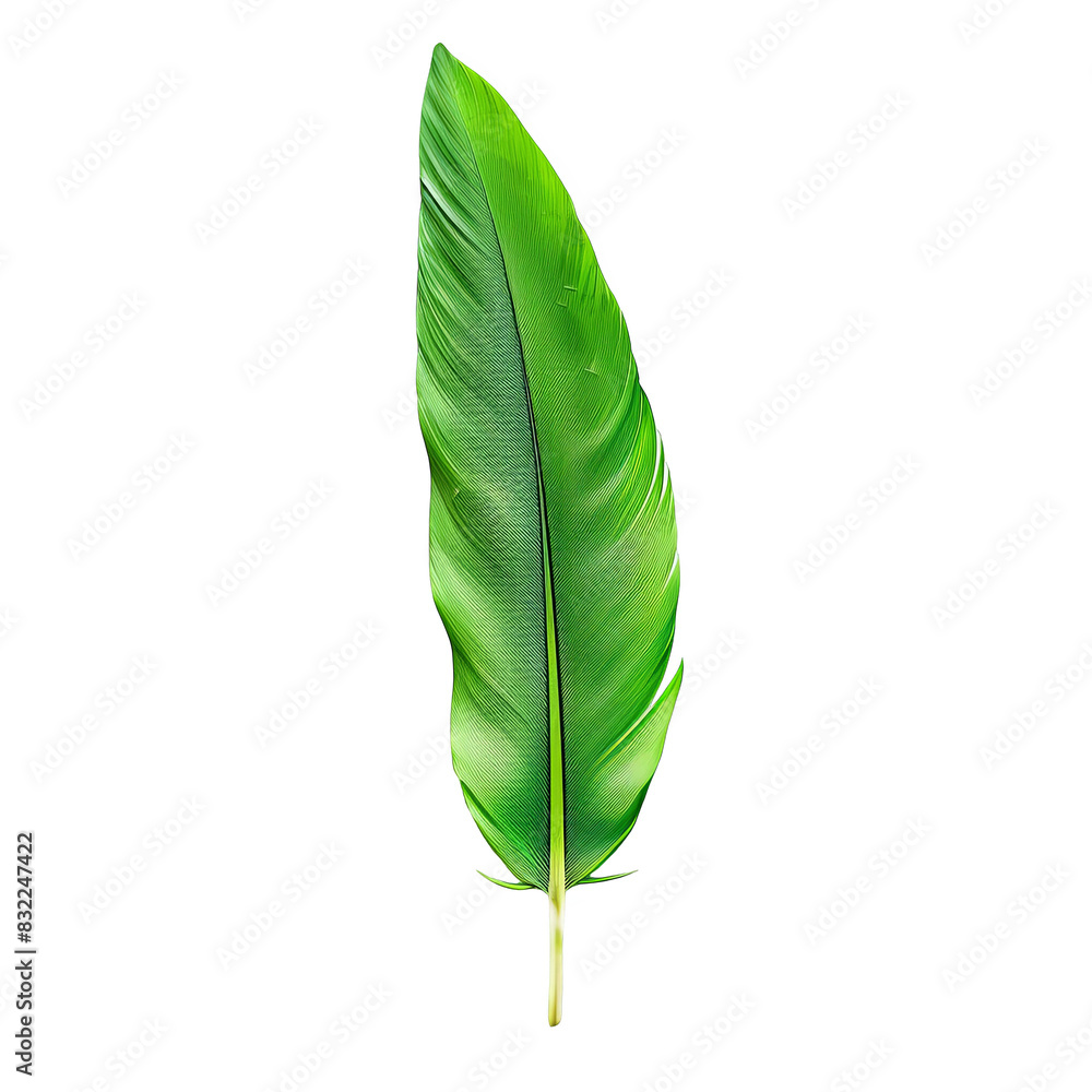 Obraz premium Green feather isolated on white background