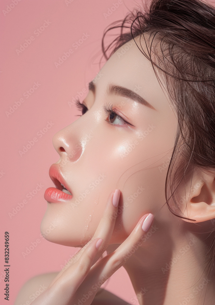 close up view of young beautiful woman close up view of young beautiful woman