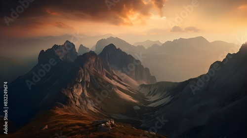 Serene Mountain Range at Sunset © waqas