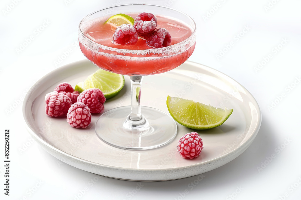 Exquisite Cactus Rose Cocktail with Limeade and Fresh Raspberries Exquisite Cactus Rose Cocktail with Limeade and Fresh Raspberries