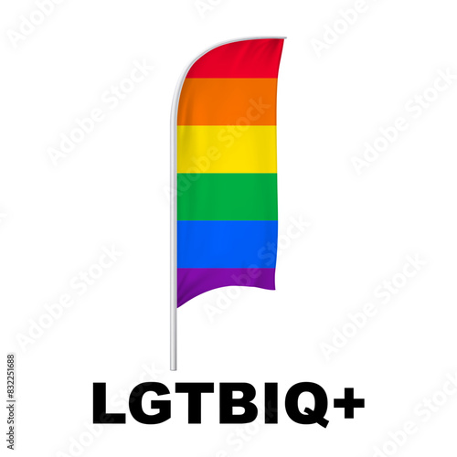 LGTBIQ+ Pride Curved Vertical Flag Vector - Symbol of Gender Diversity with its unique grayscale palette and vibrant green accent. Perfect for inclusivity campaigns and awareness events. photo