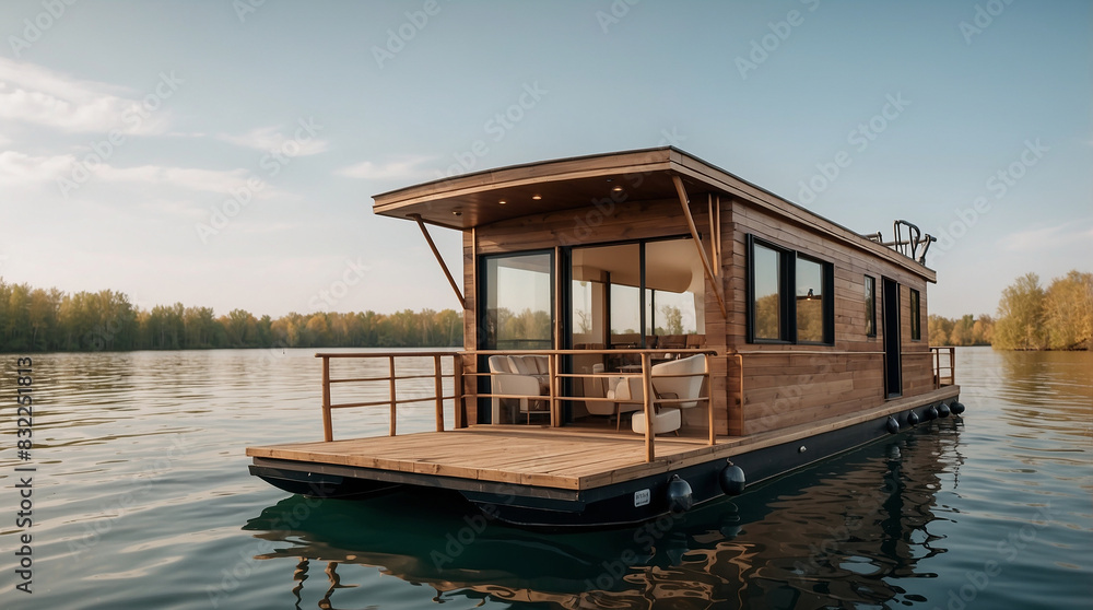 Houseboat with new look in the sea