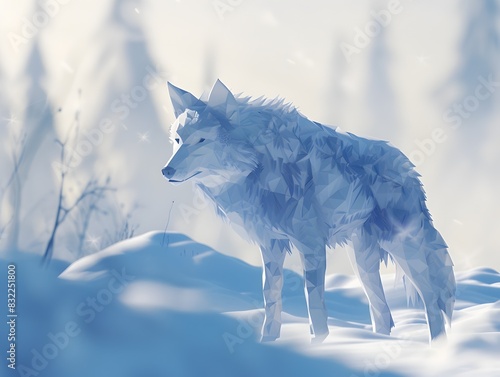 Lone Wolf Braving the Icy Tundra of the Frozen North