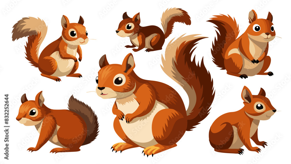 Set Of Squirrel In Different Pose, Collection Of Squirrel, Squirrel Set Set Of Squirrel In Different Pose, Collection Of Squirrel, Squirrel Set