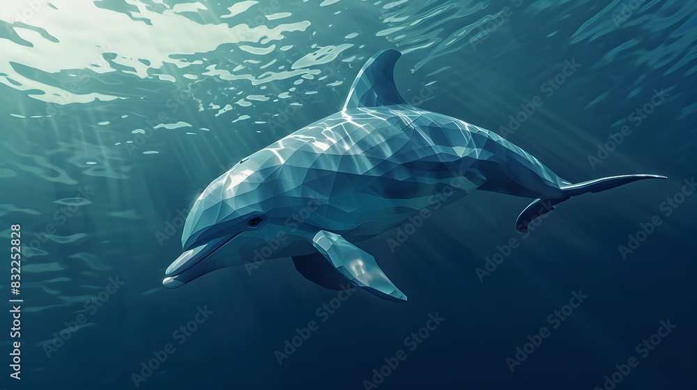 Fototapeta premium Graceful Dolphin Swimming in Tranquil Underwater Realm