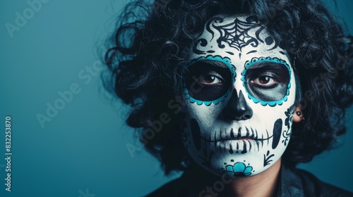 Mysterious Person with Intricate Day of the Dead Face Paint