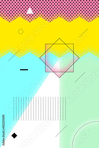 Abstract retro minimal summer poster. Swiss aesthetic brutalist bright geometric sun. Celebration party or sales advertising graphic print design. Modern trendy artwork vector eps template