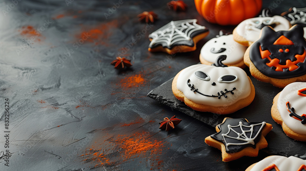 Beautiful halloween cookies with copy space Beautiful halloween cookies with copy space