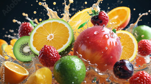 Fruity Fusion  Mix of Juicy Goodness Exploding in a Splash  Generative AI