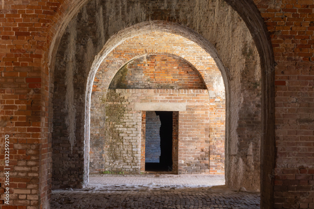 Fototapeta premium Arched walkway at Fort Morgan, Alabama