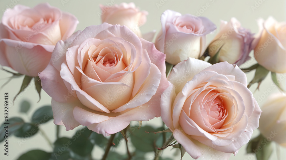 Serene Roses: Tranquil Blooms in Gentle Pastel Tones, Generative AI Serene Roses: Tranquil Blooms in Gentle Pastel Tones, Generative AI
