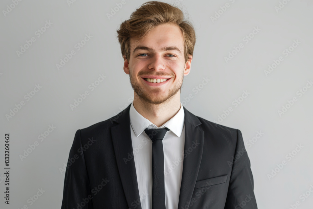 Portrait of a smiling young businessman in a black suit Portrait of a smiling young businessman in a black suit