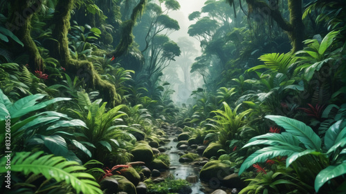 Emerald Wilderness  Delving into the Dense Rainforest s Verdant Beauty  Generative AI
