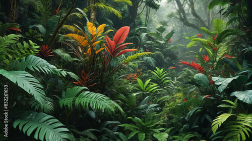 Foliage Paradise  Capturing the Exuberance of the Dense Rainforest s Flora  Generative AI