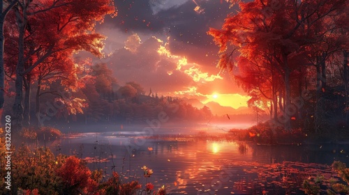 As the sun sets on another autumn day, the landscape basks in the soft glow of twilight, a serene reminder of nature's timeless allure.