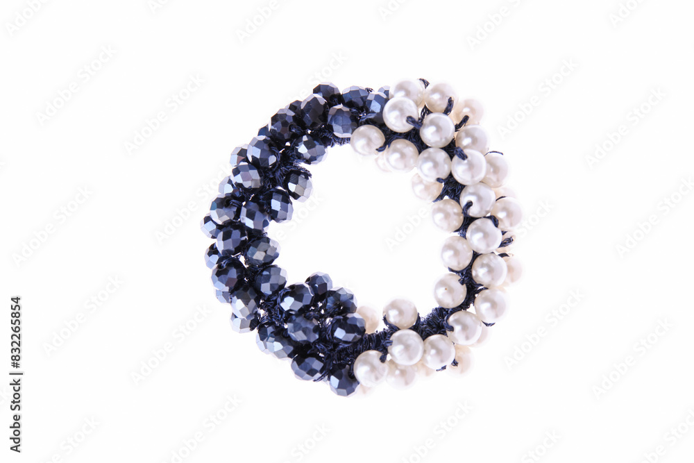 Hair elastic with blue and white beads Hair elastic with blue and white beads