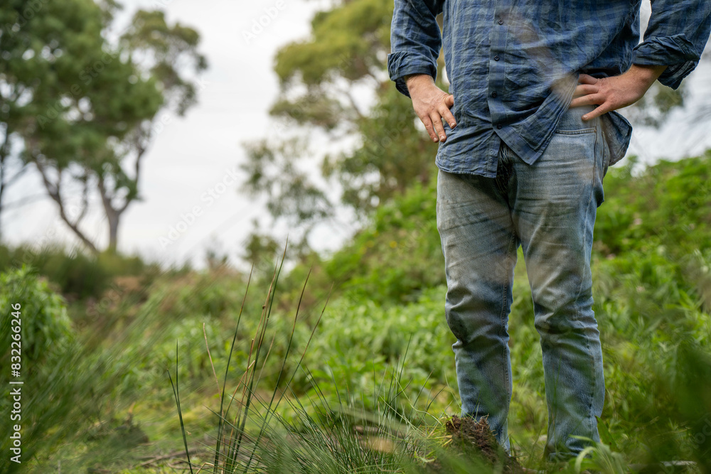 regenerative organic farmer, taking soil samples and looking at plant growth in a farm. practicing sustainable agriculture regenerative organic farmer, taking soil samples and looking at plant growth in a farm. practicing sustainable agriculture