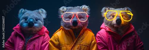 Vibrant Neon Wombat: Surreal Retro Ad & Fluorescent Electric Theme