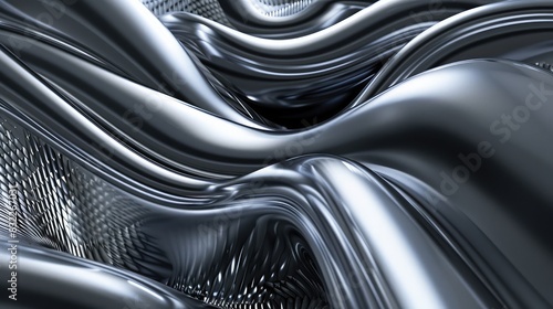 3d illustration of metal chromium abstract bionic futuristic wave structure background