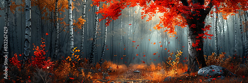 Stunning Autumn Transition - Vivid Colors   Expansive Empty Space for Adobe Stock Photos