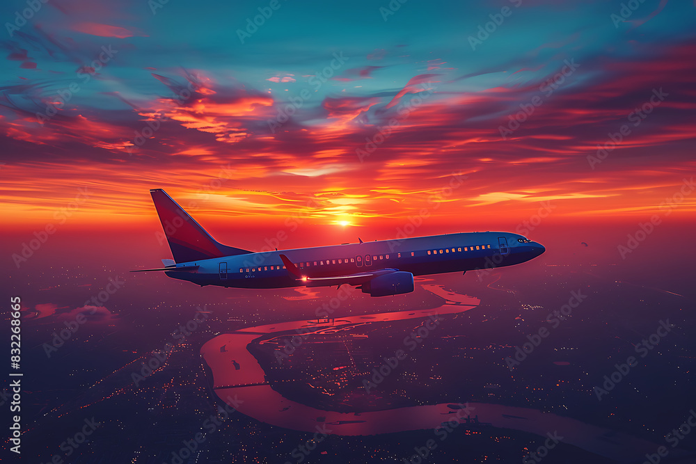 Sunset Sky Airplane Odyssey: Freedom & Exploration Sunset Sky Airplane Odyssey: Freedom & Exploration