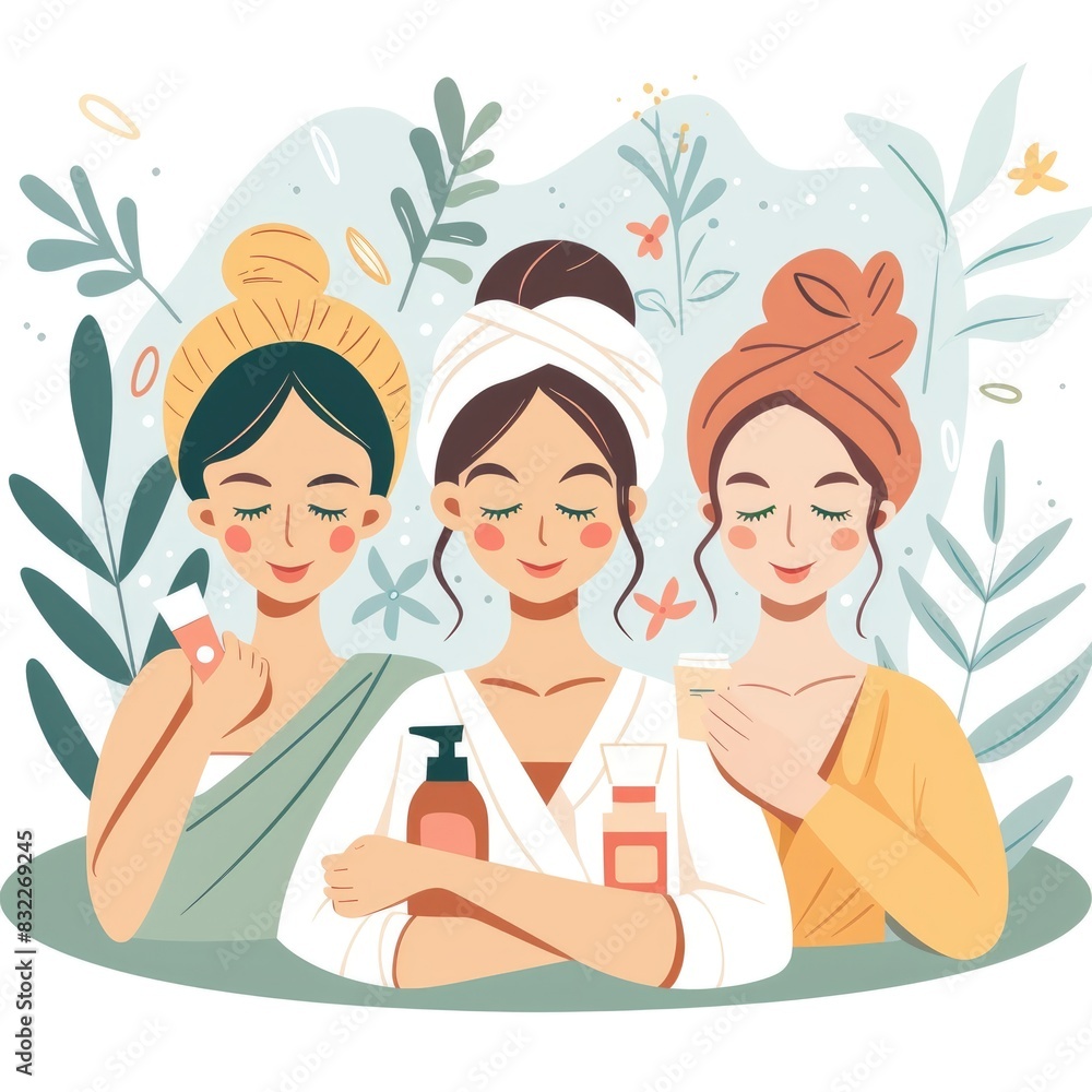 Girls Enjoying a Pampering Spa Day with Natural Beauty Products Girls Enjoying a Pampering Spa Day with Natural Beauty Products