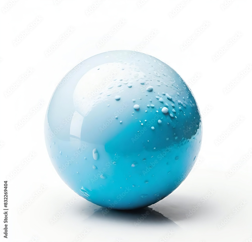 Obraz premium blue glass sphere, bubble, crystal, circle, light, blue, transparent, 3d, reflection, earth, water, pearl, round, sky, clear, orb