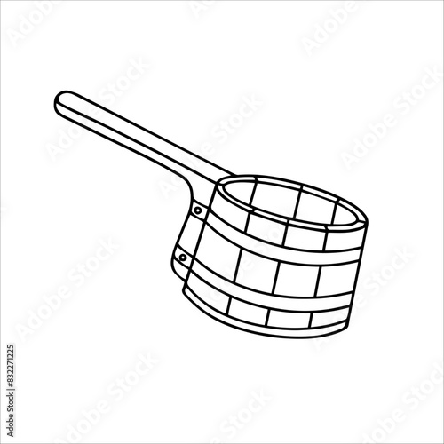 vector doodle illustration of a wooden water ladle