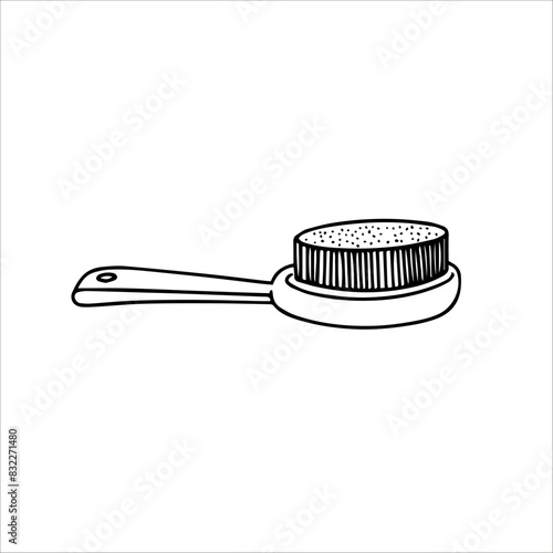 vector doodle illustration, brush, comb, washcloth