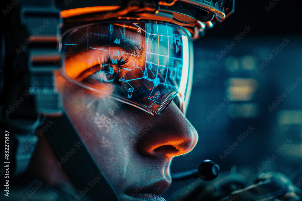 Cybersecurity military monitoring data on computer screens in a high-tech command center generative AI Cybersecurity military monitoring data on computer screens in a high-tech command center generative AI