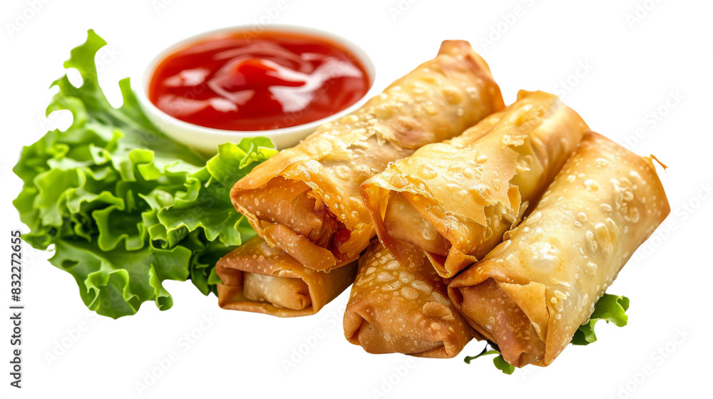 Chinese spring rolls , ketchup food meal Chinese spring rolls , ketchup food meal